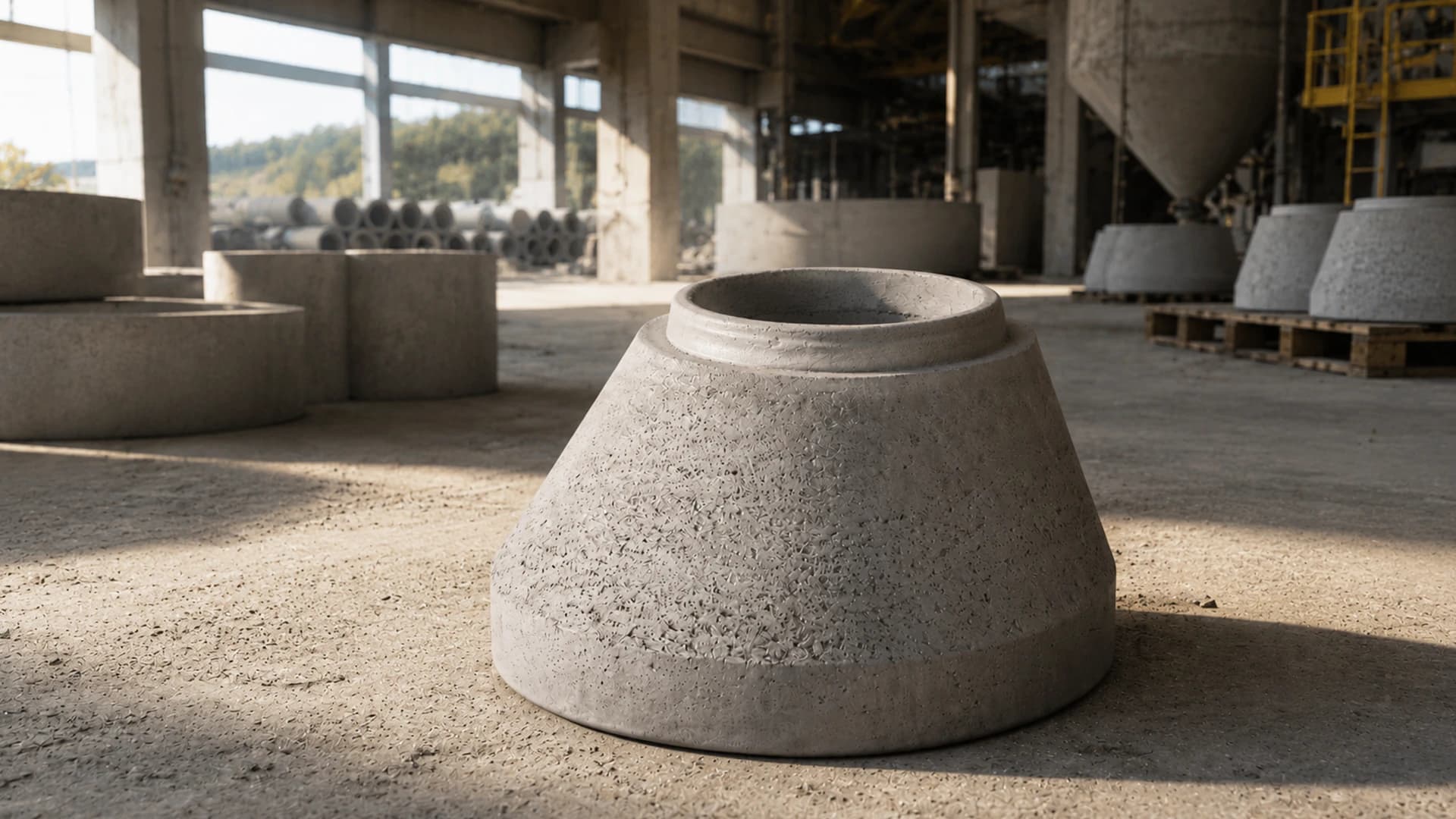 Özbeton beton konik yükseltme ayar halkaları, baca kapağı kot ayarı için Ø84 cm çapında elemanlar