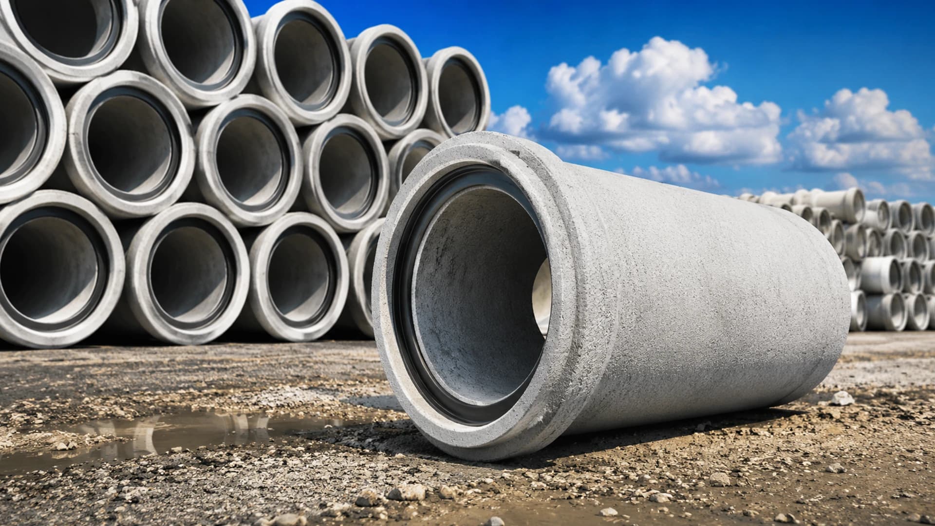 Özbeton entegre contalı beton borular, kanalizasyon ve yağmur suyu hatları için sızdırmaz boru sistemi
