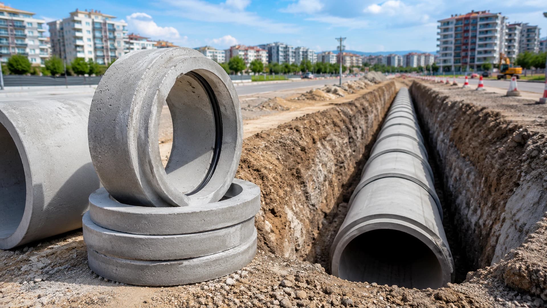 Sancaktepe altyapı projesi için hazırlanmış muflu beton borular