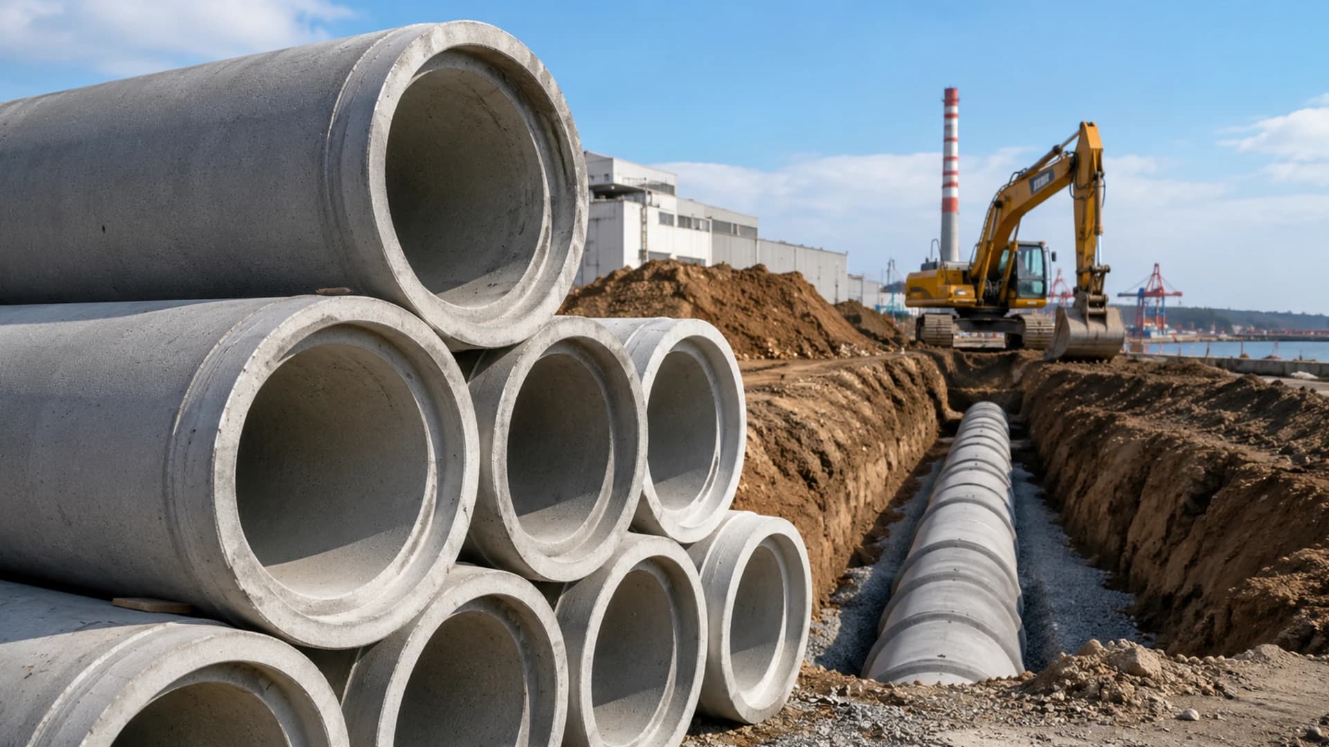 Tuzla sanayi bölgesinde kullanılan muflu beton borular