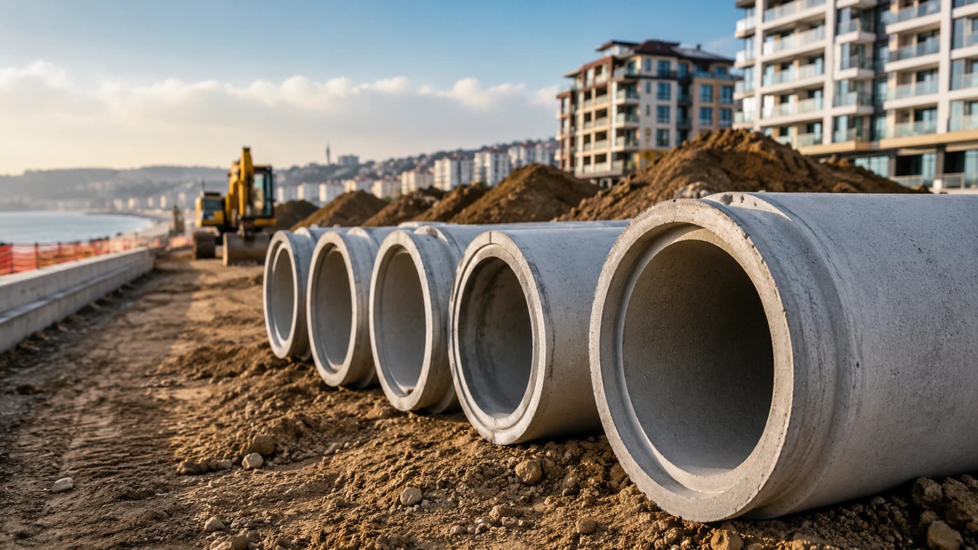 Pendik altyapı projesinde kullanılan muflu beton borular
