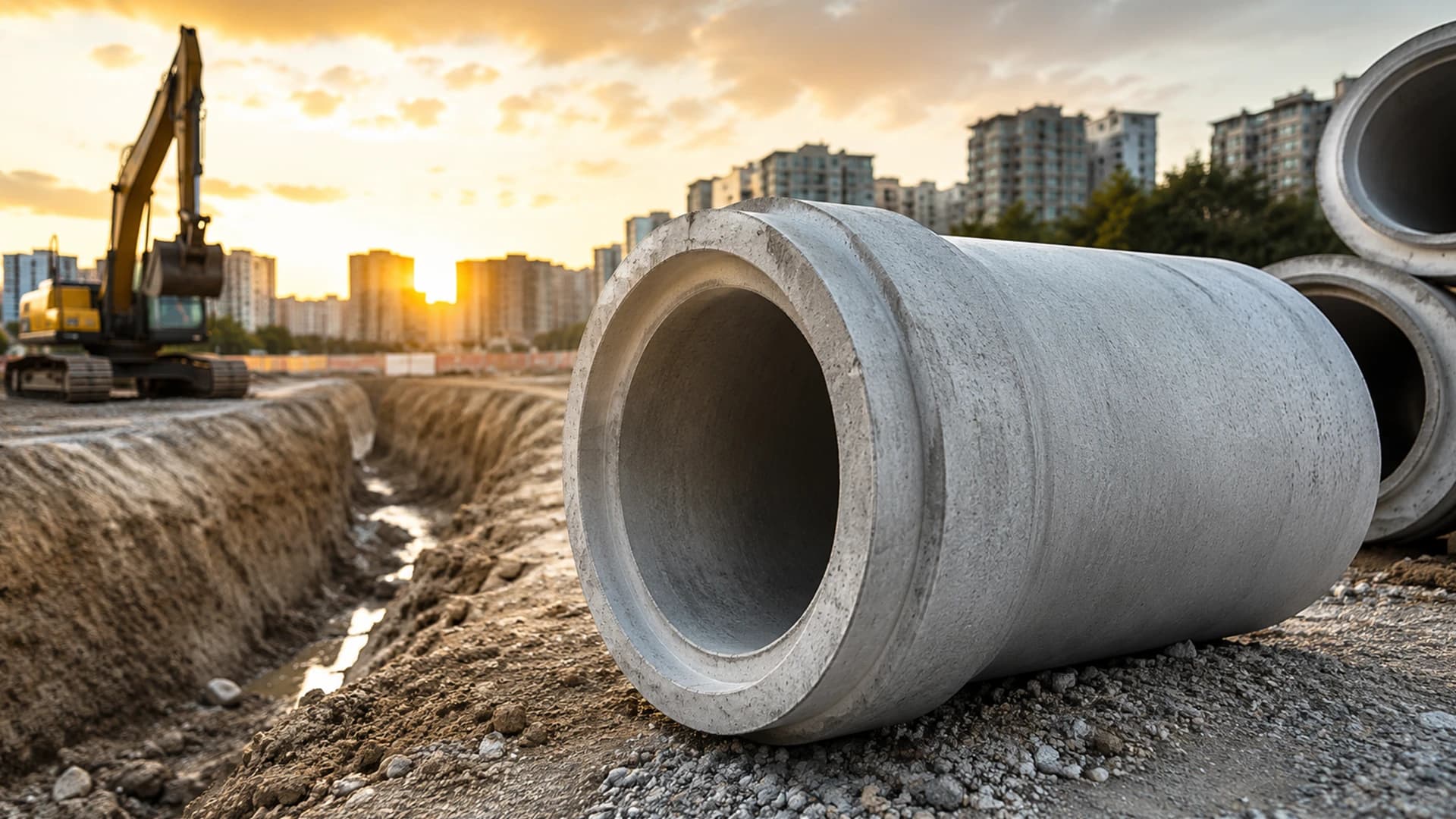Yenidoğan altyapı projesinde kullanılan muflu beton borular