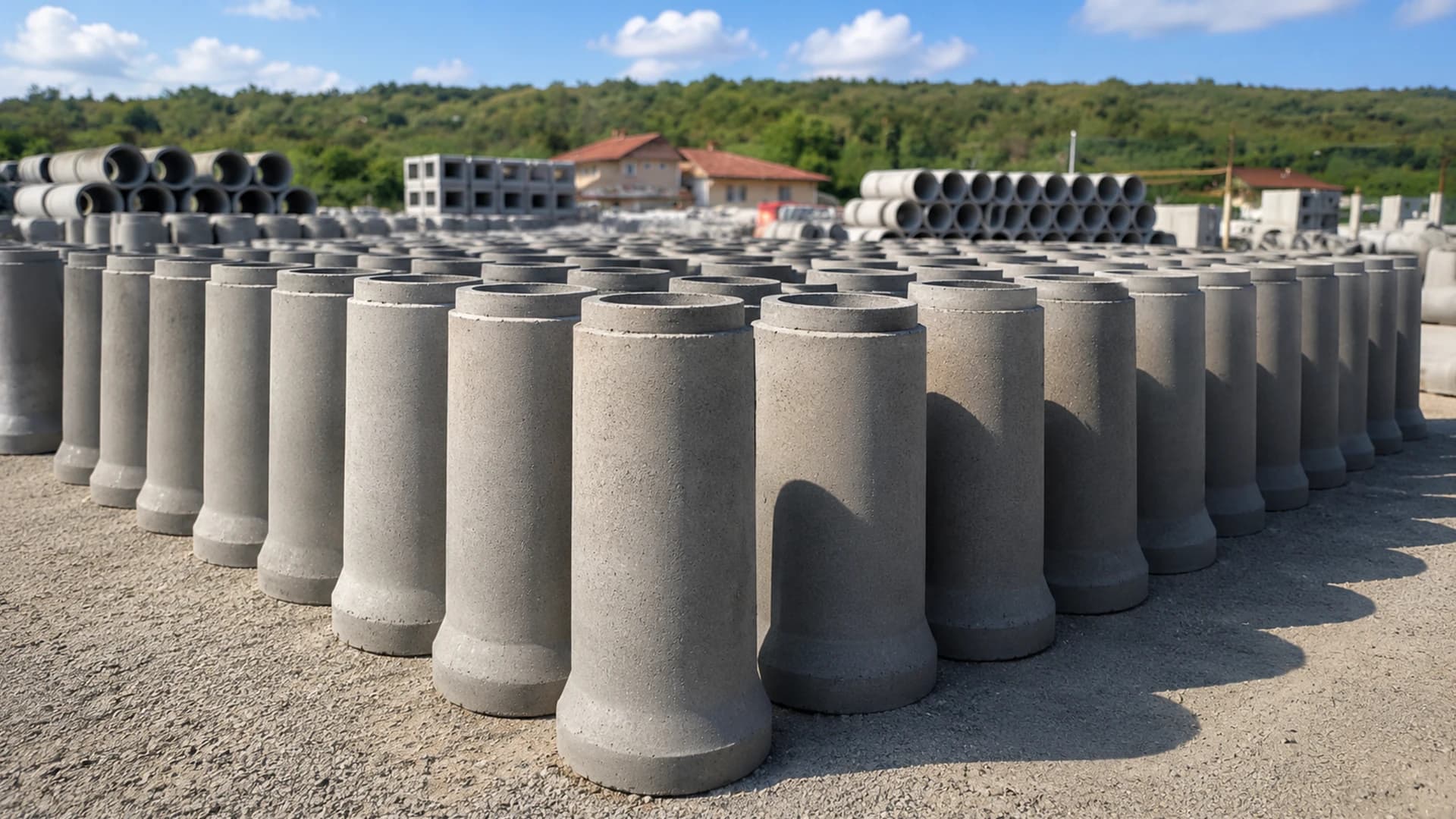 Çekmeköy altyapı projesinde sıralanmış muflu beton boru halkaları