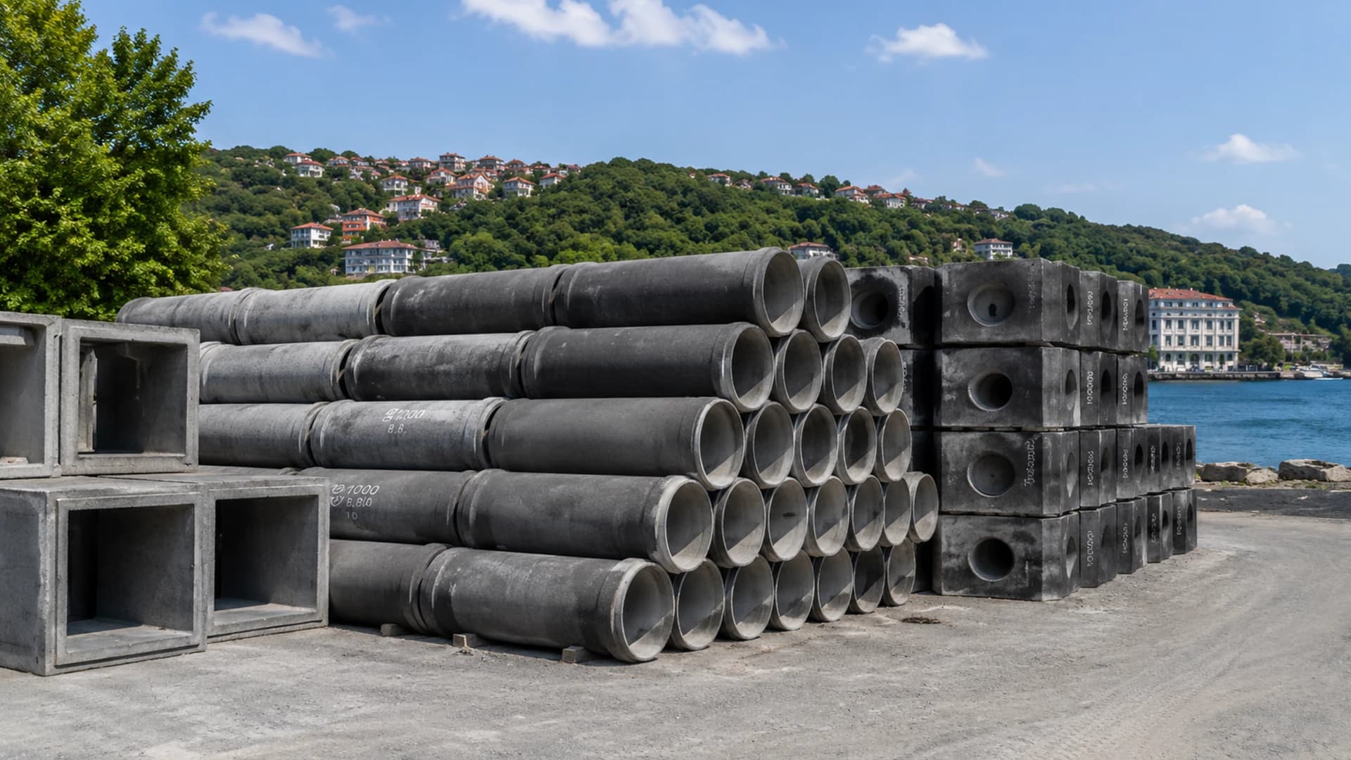 Beykoz altyapı projesinde kullanılan muflu beton boru halkaları