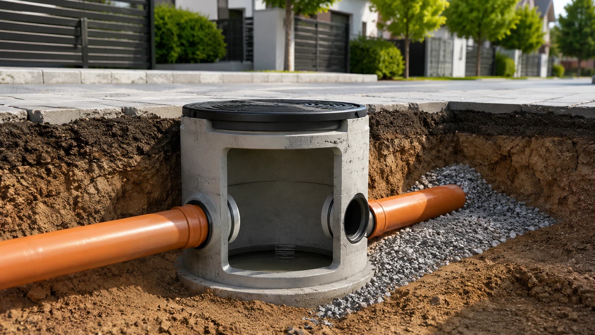 Yerleşim alanında konumlandırılmış beton parsel bacası