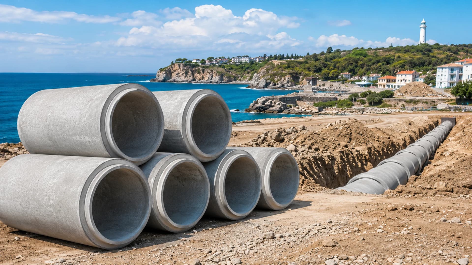 Şile altyapı projesinde kullanılan muflu beton borular