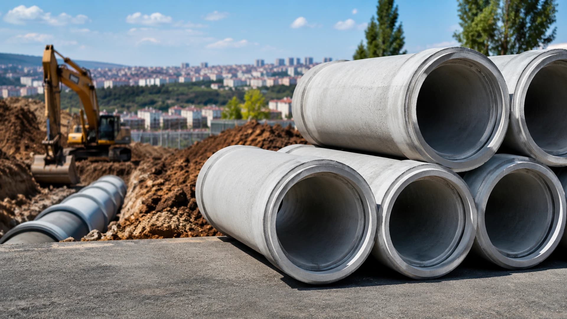 Sultanbeyli altyapı projesinde kullanılan muflu beton borular