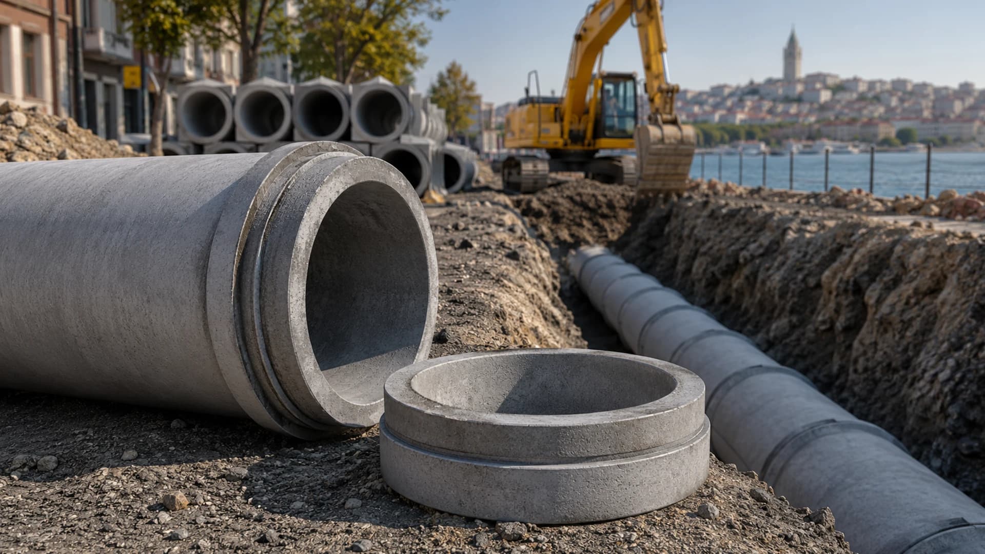 Üsküdar altyapı projesinde kullanılan muflu beton borular